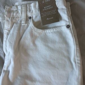 Madewell denim, white, distressed, baggie